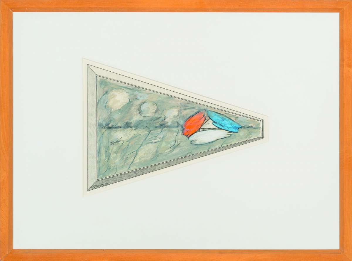 Ger van Elk, Detail kleurenproef met oranje, wit, blauw accent, 1984