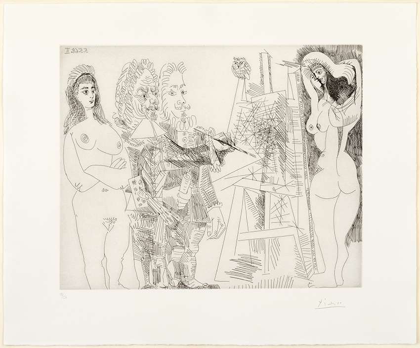 Pablo Picasso, L'Atelier, avec un hibou et un envoyé officiel (Series 347), 1968