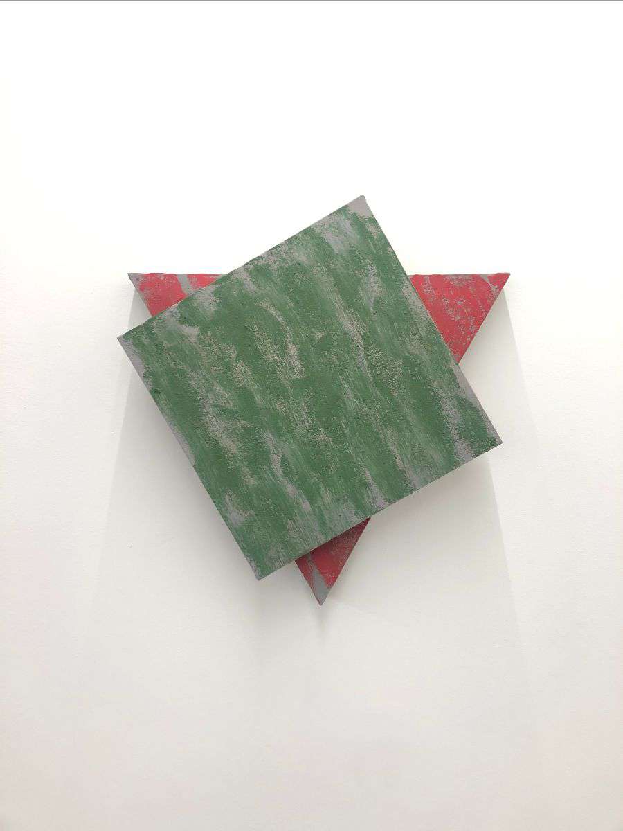 Rood Groen, 1982, acrylic, cotton, wood, 54 x 54 x 10 cm