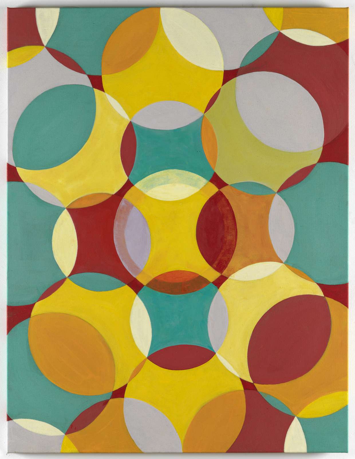 Floating Circles II, 2019, egg tempera on canvas, 130 x 100 cm